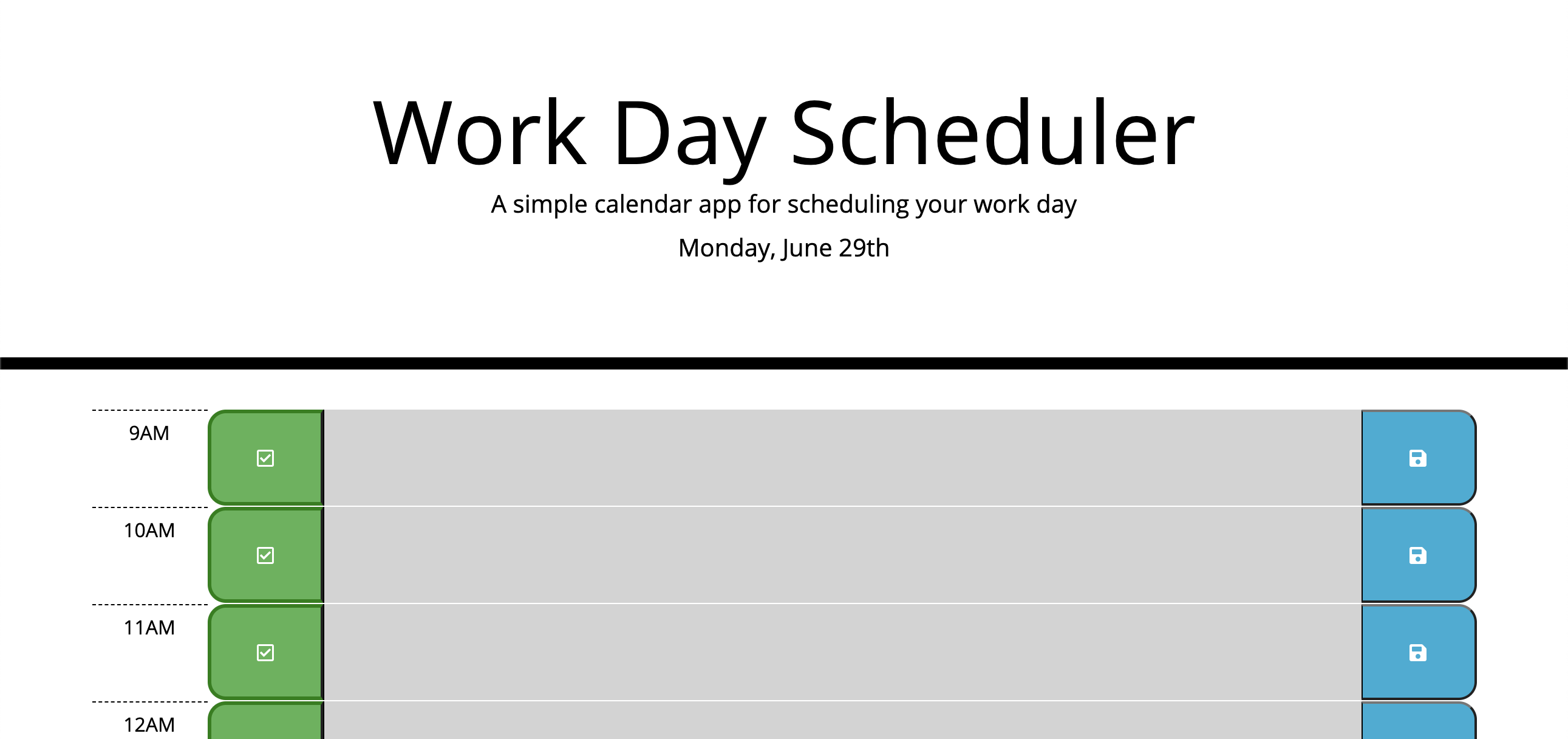 work day scheduler